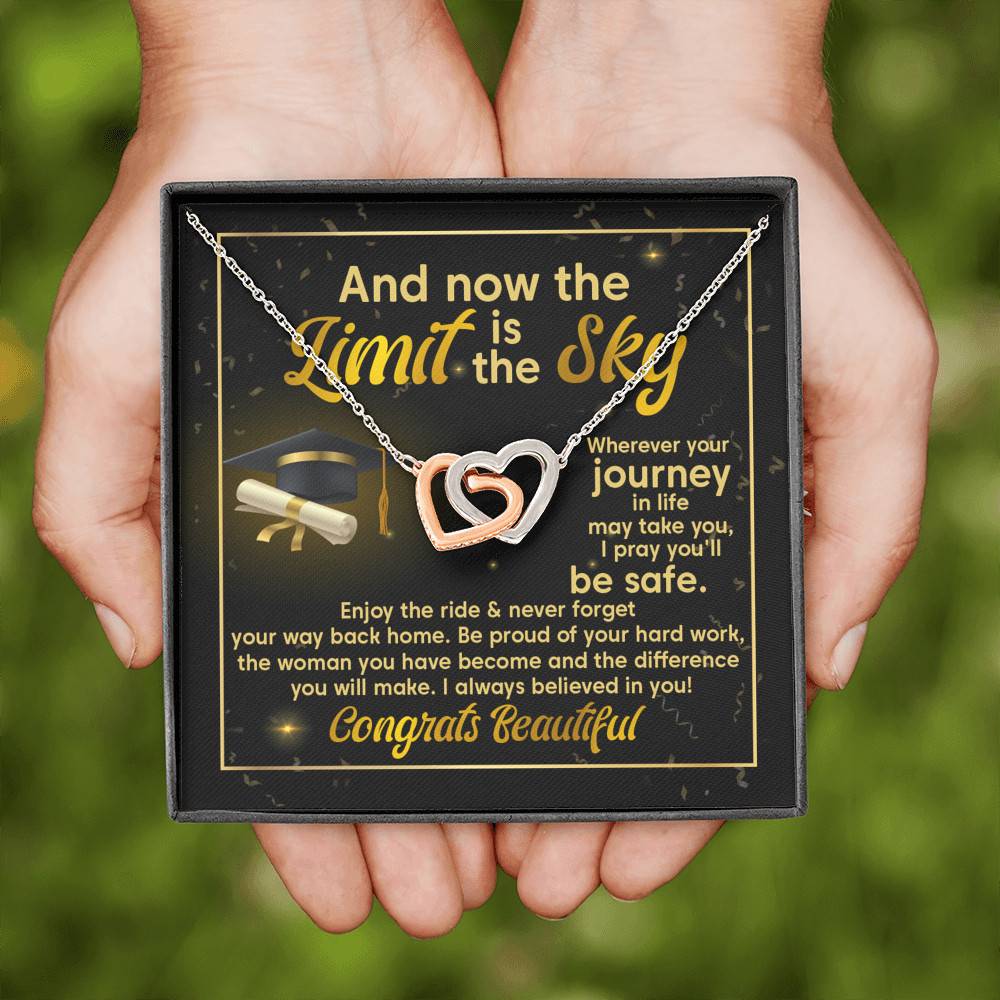 Graduation And Now The Limit Is The Sky I Always Believed In You Congrats Beautiful Interlocking Hearts Pendant Necklace Graduation And Now The Limit Is The Sky I Always Believed In You Congrats Beautiful Interlocking Hearts Pendant Necklace