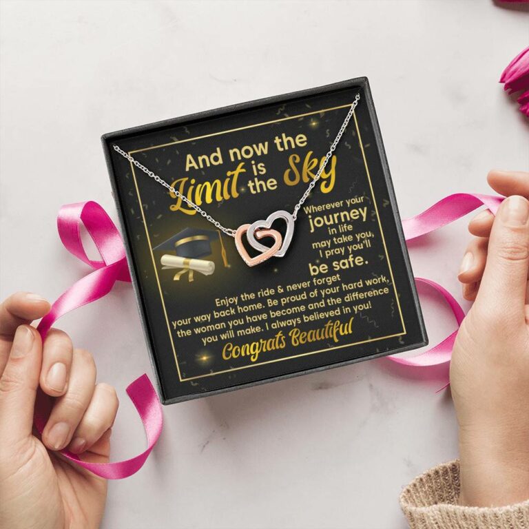 Graduation And Now The Limit Is The Sky I Always Believed In You Congrats Beautiful Interlocking Hearts Pendant Necklace