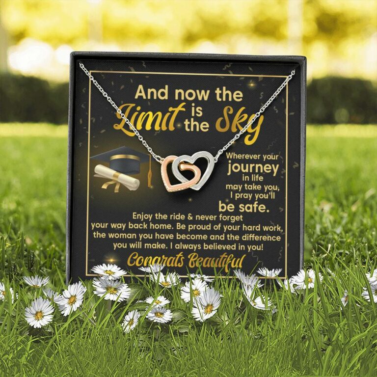 Graduation And Now The Limit Is The Sky I Always Believed In You Congrats Beautiful Interlocking Hearts Pendant Necklace