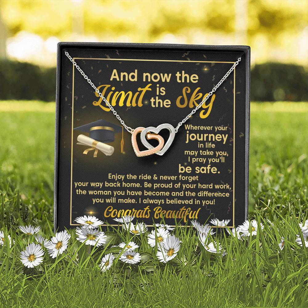 Graduation And Now The Limit Is The Sky I Always Believed In You Congrats Beautiful Interlocking Hearts Pendant Necklace Graduation And Now The Limit Is The Sky I Always Believed In You Congrats Beautiful Interlocking Hearts Pendant Necklace