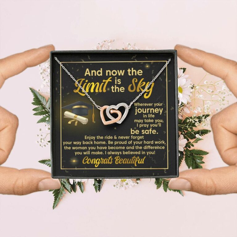 Graduation And Now The Limit Is The Sky I Always Believed In You Congrats Beautiful Interlocking Hearts Pendant Necklace
