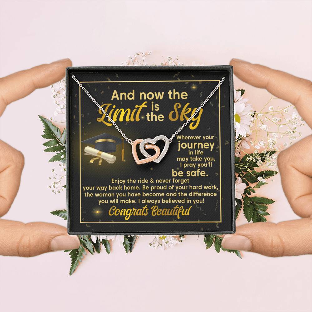 Graduation And Now The Limit Is The Sky I Always Believed In You Congrats Beautiful Interlocking Hearts Pendant Necklace Graduation And Now The Limit Is The Sky I Always Believed In You Congrats Beautiful Interlocking Hearts Pendant Necklace