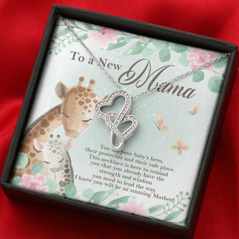 To A New Mama You're Your Baby's Hero I Know You Will An Amazing Mother Double Hearts Pendant Necklace