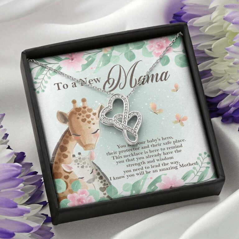 To A New Mama You're Your Baby's Hero I Know You Will An Amazing Mother Double Hearts Pendant Necklace