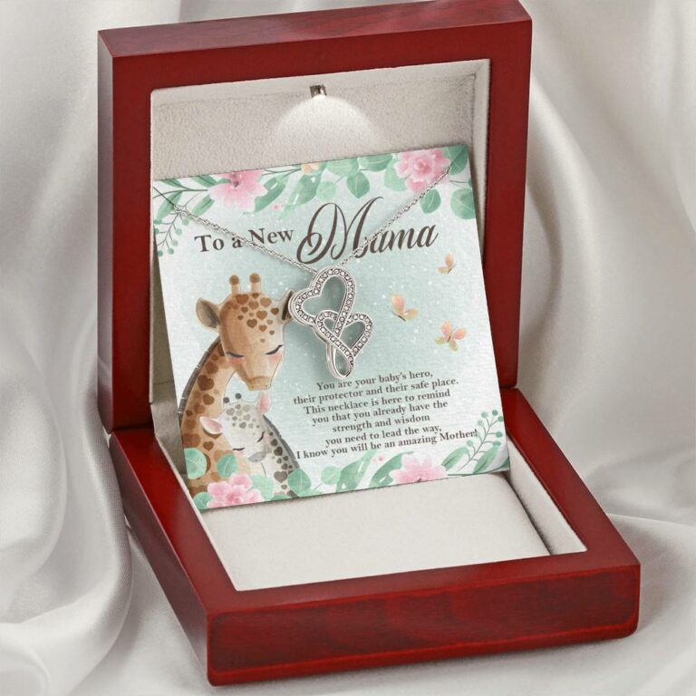 To A New Mama You're Your Baby's Hero I Know You Will An Amazing Mother Double Hearts Pendant Necklace