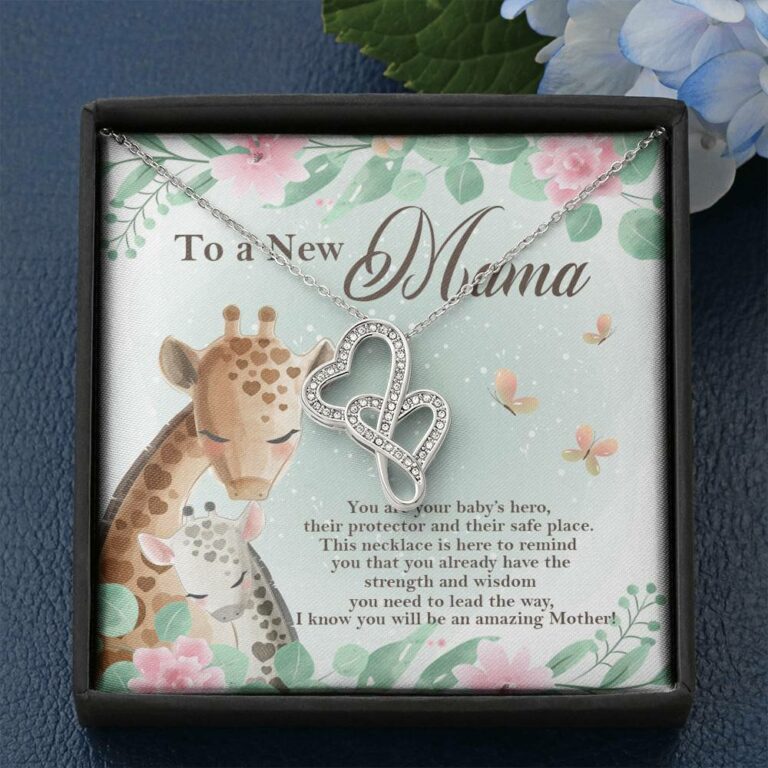 To A New Mama You're Your Baby's Hero I Know You Will An Amazing Mother Double Hearts Pendant Necklace