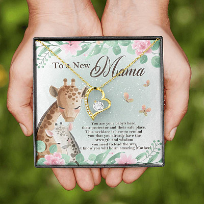 To A New Mama You're Your Baby's Hero I Know You Will An Amazing Mother Forever Love Pendant Necklace