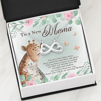 To A New Mama You're Your Baby's Hero I Know You Will An Amazing Mother Infinity Heart Pendant Necklace