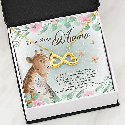 To A New Mama You're Your Baby's Hero I Know You Will An Amazing Mother Infinity Heart Pendant Necklace
