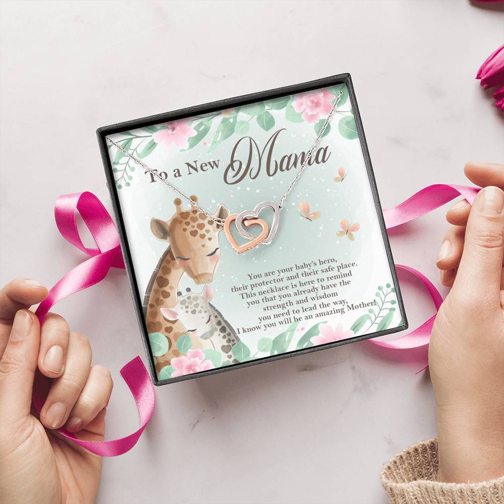 To A New Mama You're Your Baby's Hero I Know You Will An Amazing Mother Interlocking Hearts Pendant Necklace To A New Mama You're Your Baby's Hero I Know You Will An Amazing Mother Interlocking Hearts Pendant Necklace