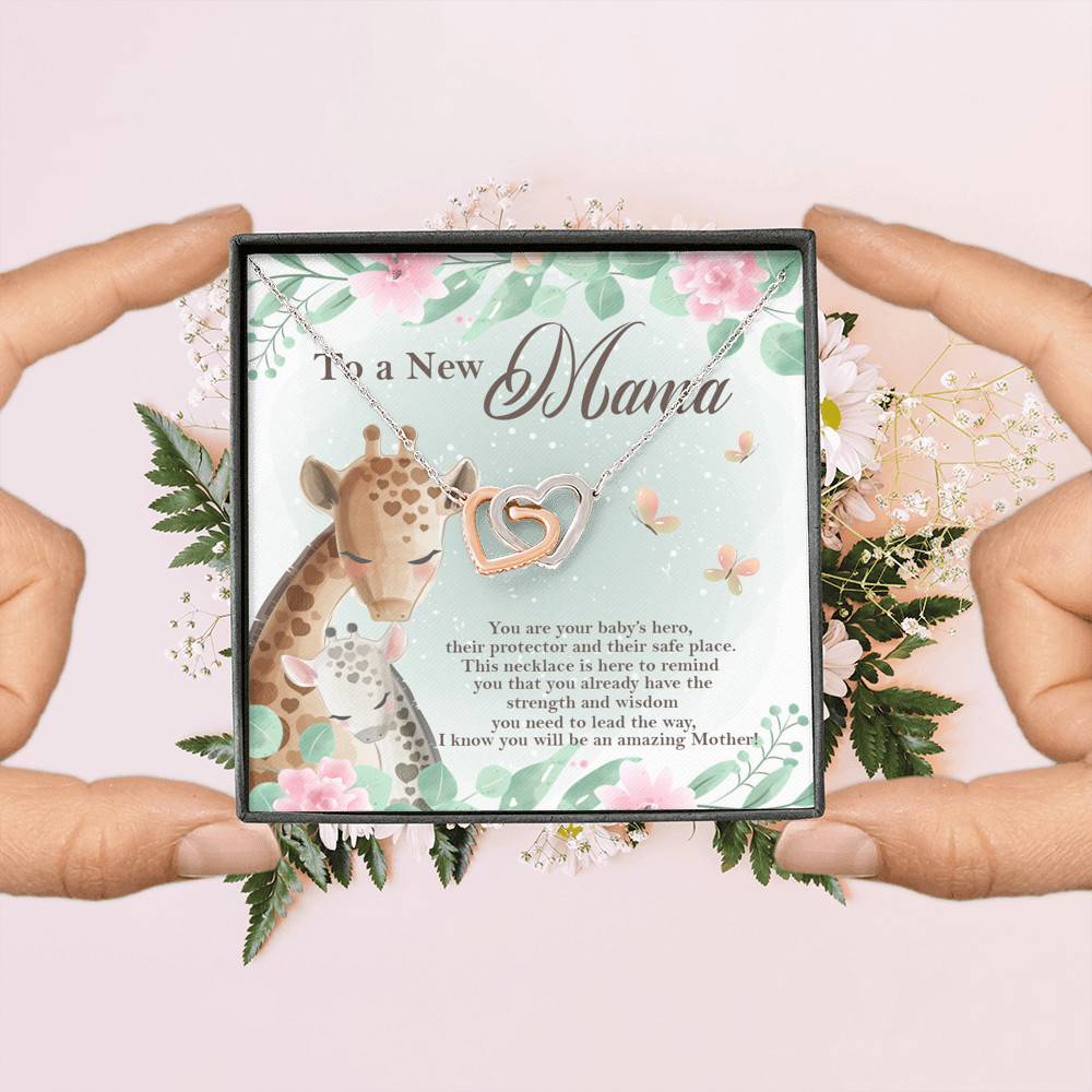 To A New Mama You're Your Baby's Hero I Know You Will An Amazing Mother Interlocking Hearts Pendant Necklace To A New Mama You're Your Baby's Hero I Know You Will An Amazing Mother Interlocking Hearts Pendant Necklace