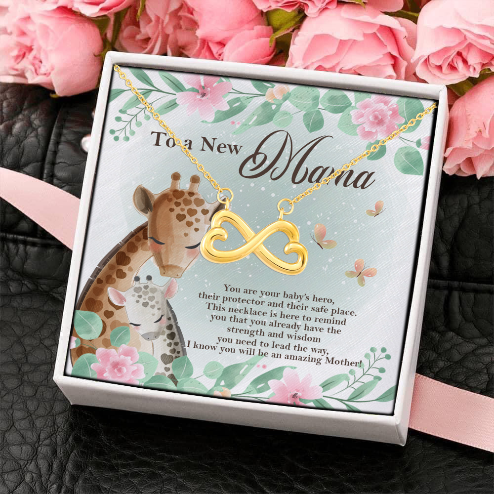 10Th. New Mama Giraffe(5) Infinity Heart Necklace (Gold) 4