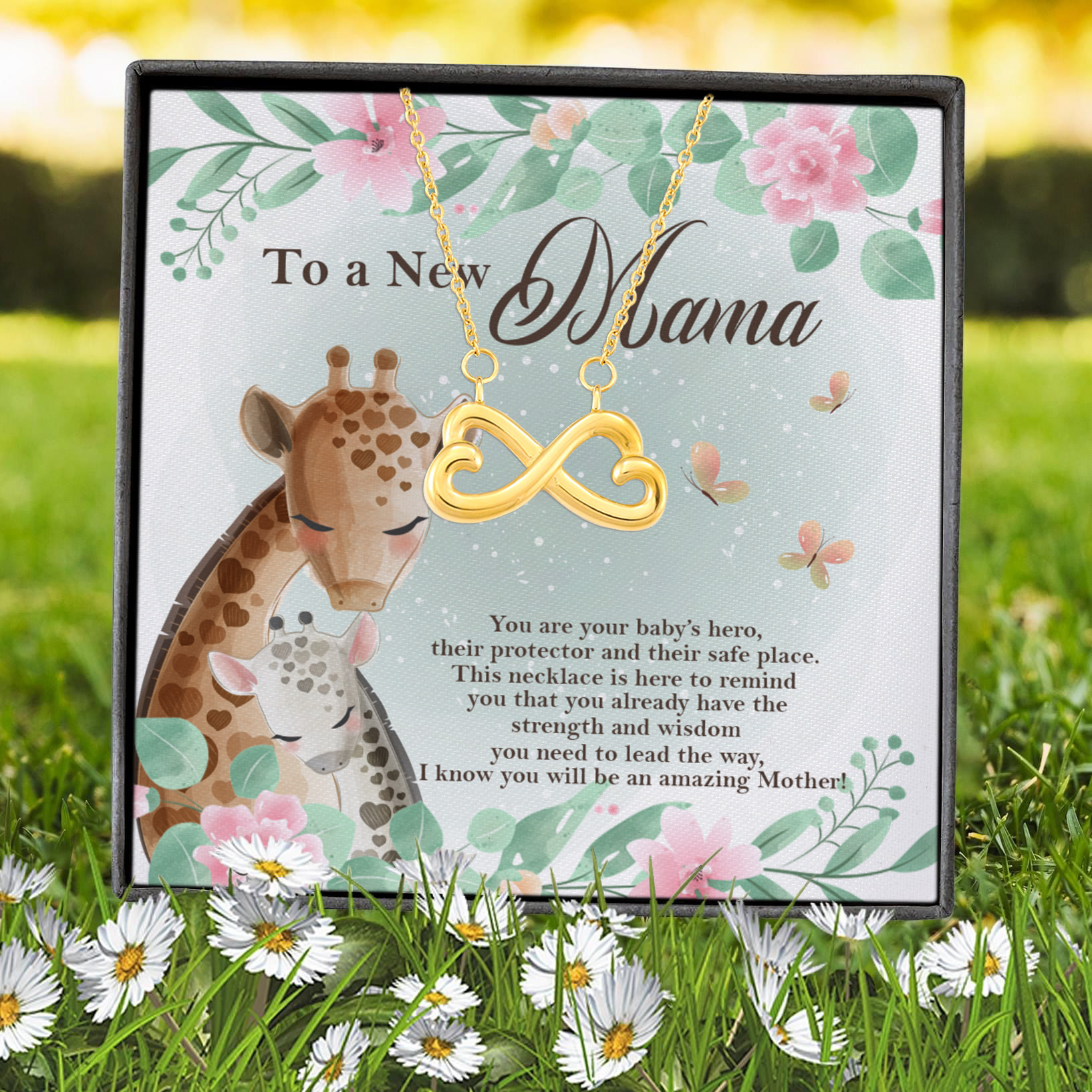 10Th. New Mama Giraffe(5) Infinity Heart Necklace (Gold) 7