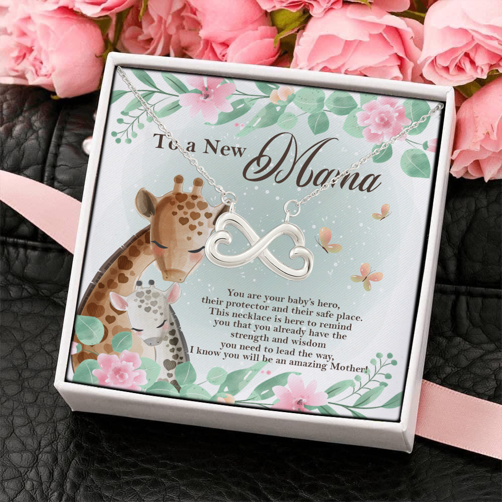 10Th. New Mama Giraffe(5) Infinity Heart Necklace (Silver) 4