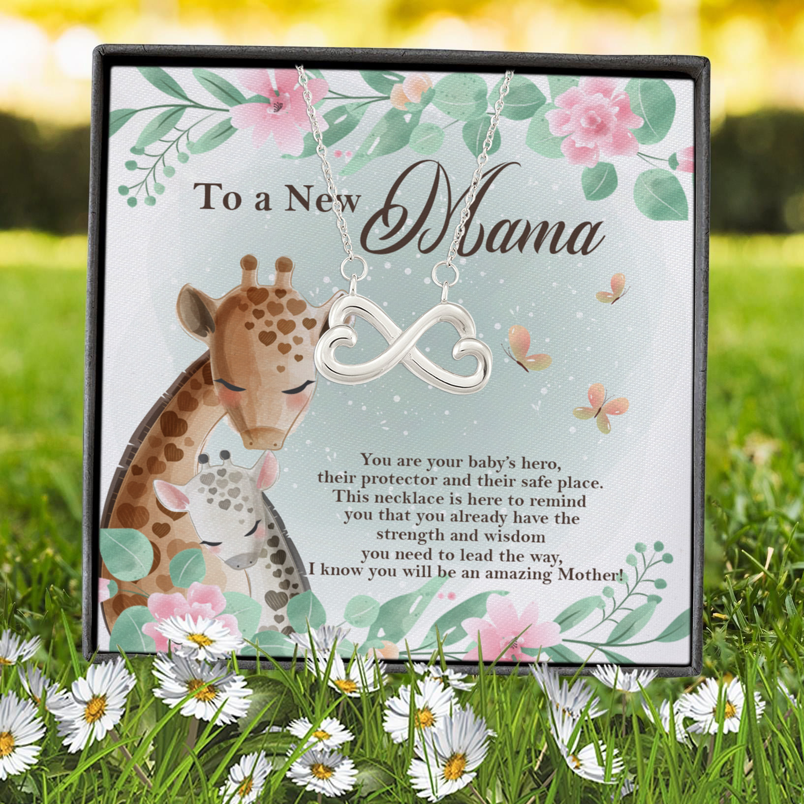 10Th. New Mama Giraffe(5) Infinity Heart Necklace (Silver) 7