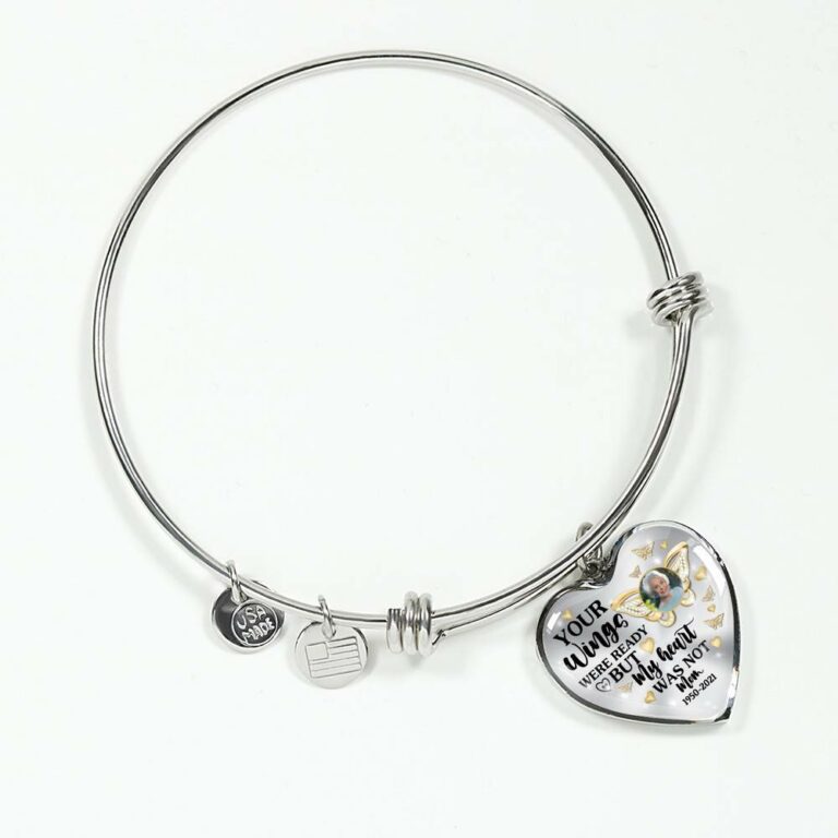 Personalized Photo Butterfly Your Wings Were Ready but My Heart Was Not Heart Pendant Necklace