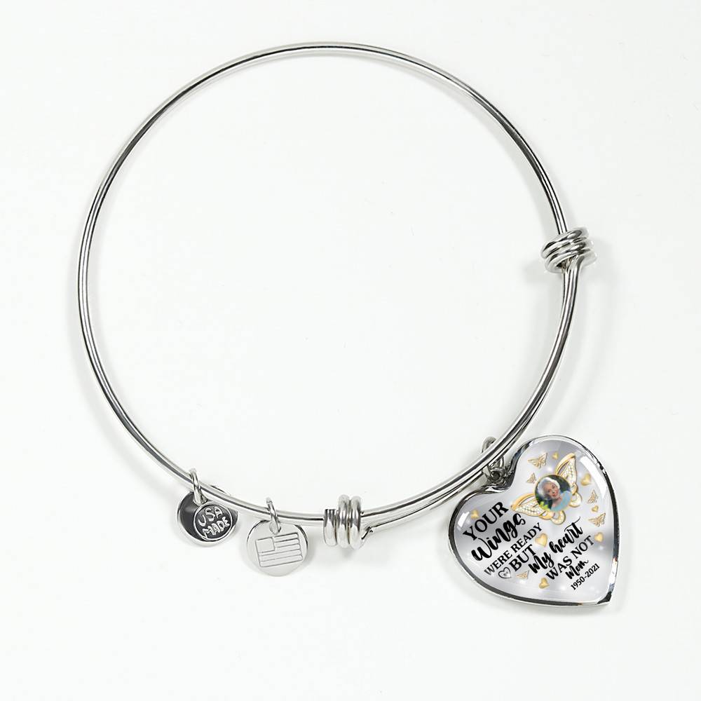 Personalized Photo Butterfly Your Wings Were Ready but My Heart Was Not Heart Pendant Necklace Personalized Photo Butterfly Your Wings Were Ready but My Heart Was Not Heart Pendant Necklace