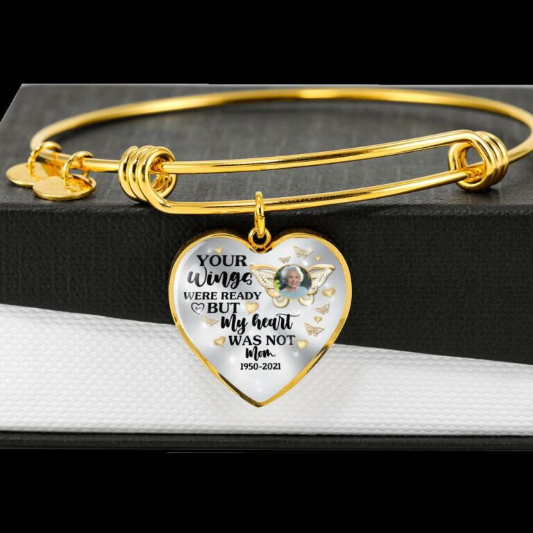 Personalized Photo Butterfly Your Wings Were Ready but My Heart Was Not Heart Pendant Necklace