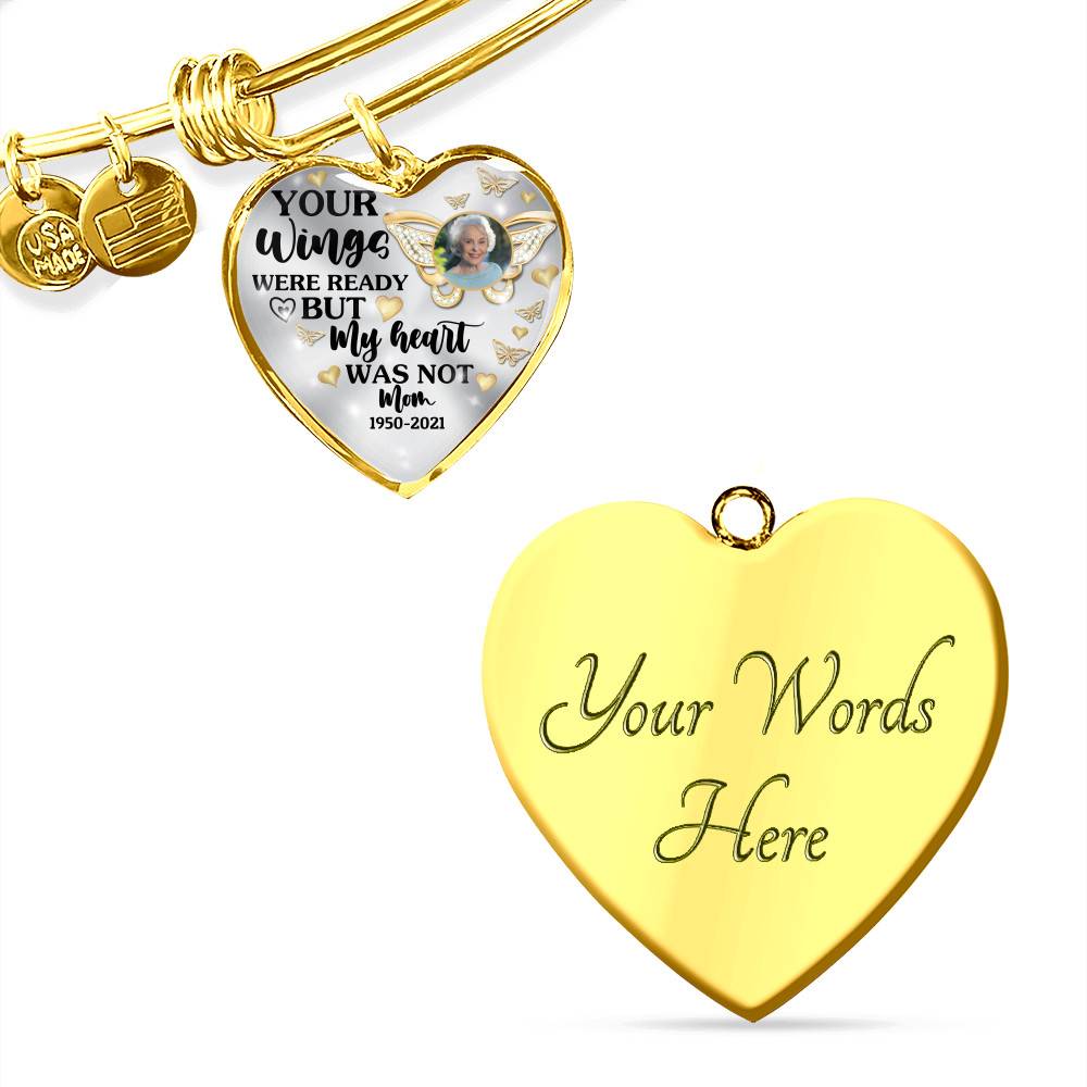 Personalized Photo Butterfly Your Wings Were Ready but My Heart Was Not Heart Pendant Necklace Personalized Photo Butterfly Your Wings Were Ready but My Heart Was Not Heart Pendant Necklace