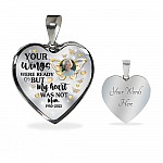 Personalized Photo Butterfly Your Wings Were Ready but My Heart Was Not Heart Pendant Necklace