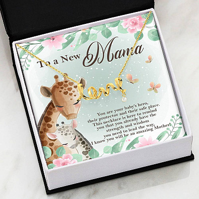 To A New Mama You're Your Baby's Hero I Know You Will An Amazing Mother Scripted Love Pendant Necklace