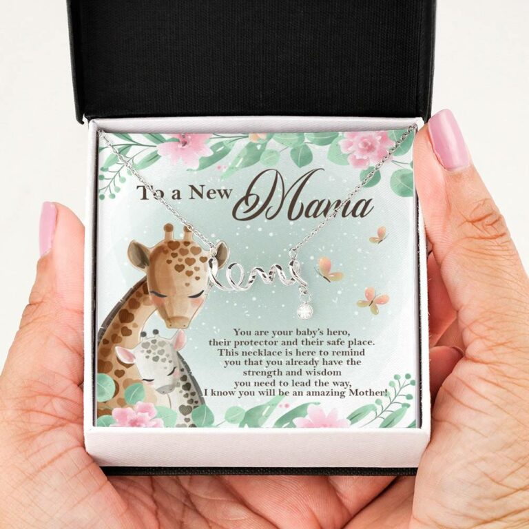 To A New Mama You're Your Baby's Hero I Know You Will An Amazing Mother Scripted Love Pendant Necklace