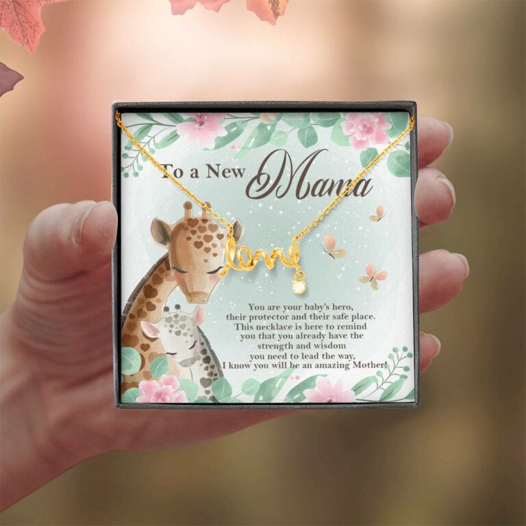 To A New Mama You're Your Baby's Hero I Know You Will An Amazing Mother Scripted Love Pendant Necklace