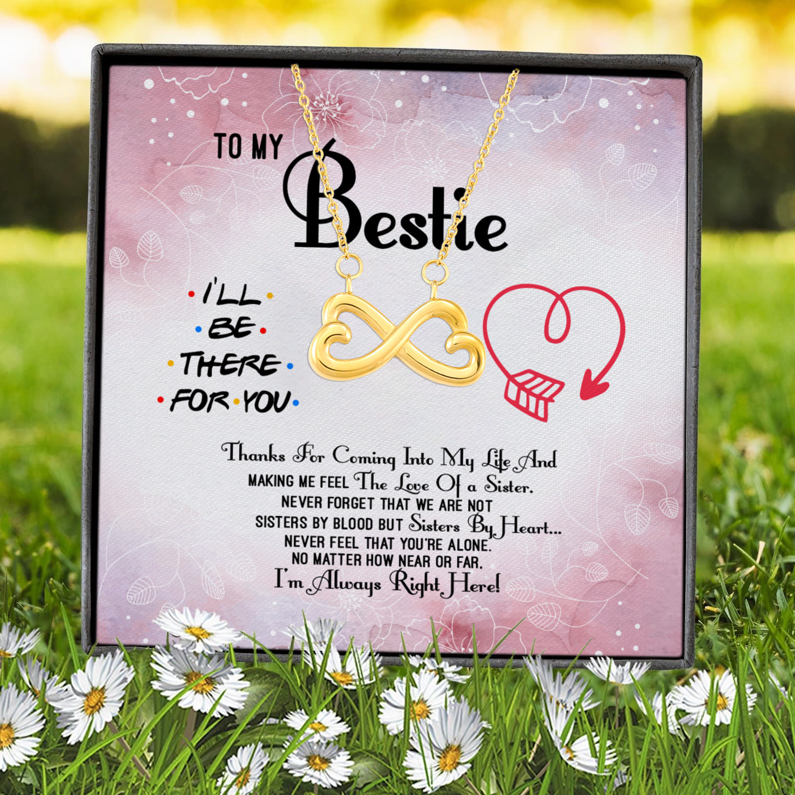 2VT. To My Bestie Thanks For Coming Infinity Heart Necklace (Gold) 7