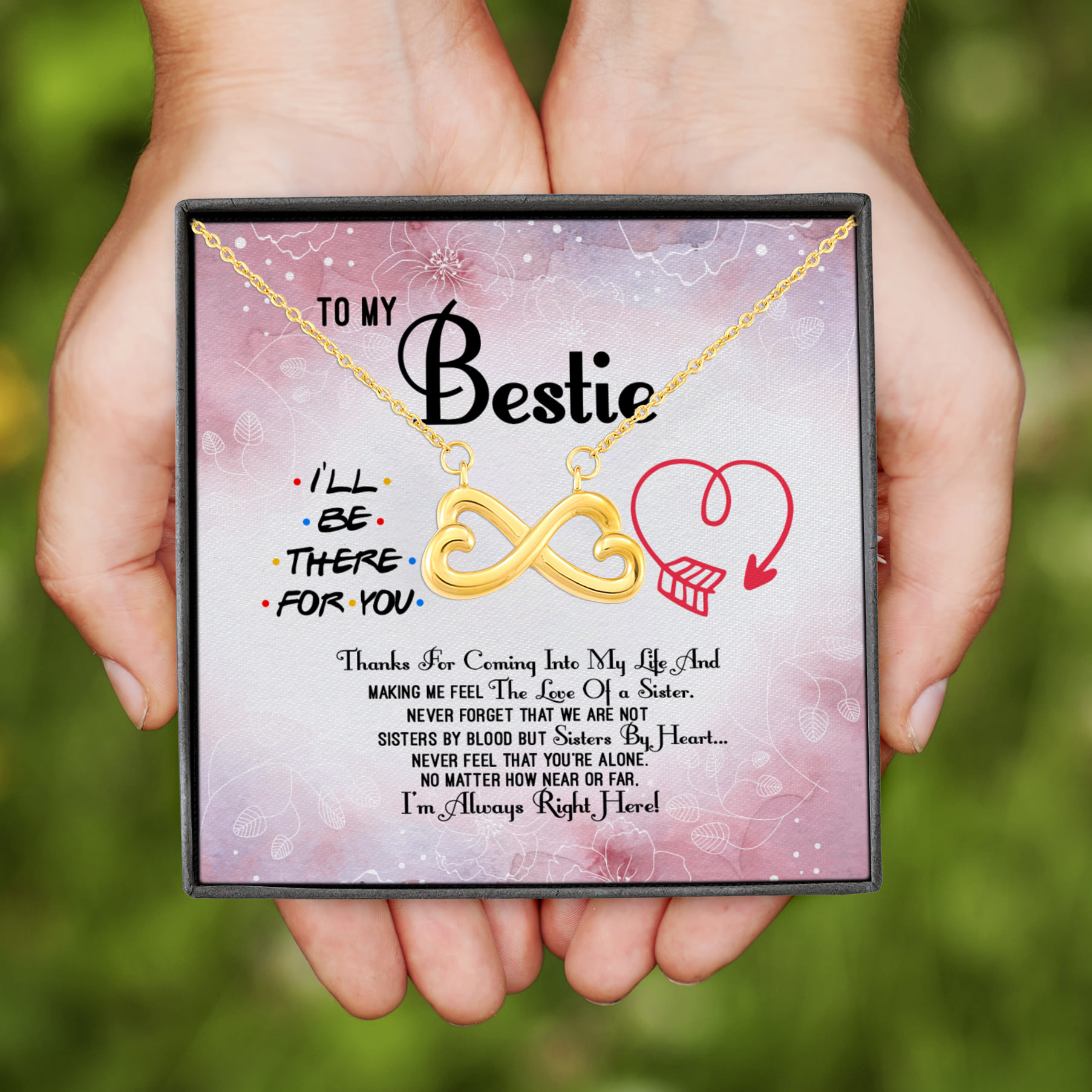 2VT. To My Bestie Thanks For Coming Infinity Heart Necklace (Gold)