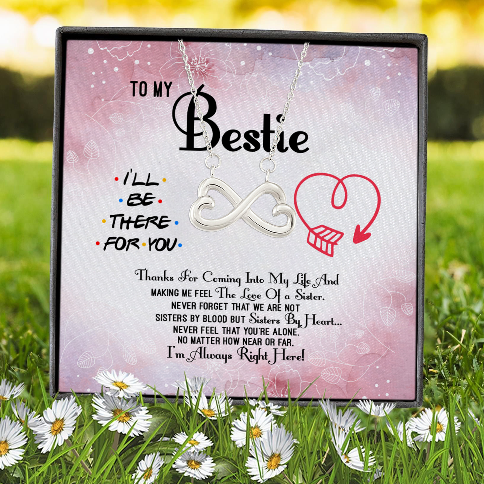 2VT. To My Bestie Thanks For Coming Infinity Heart Necklace (Silver) 7