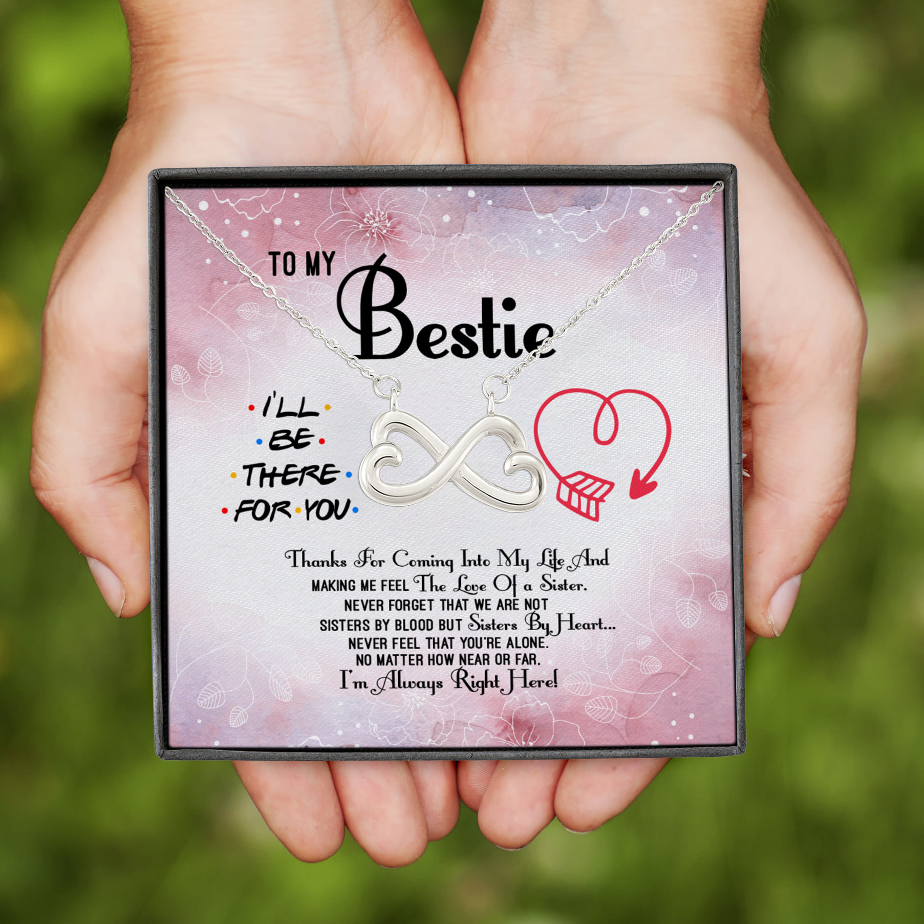 2VT. To My Bestie Thanks For Coming Infinity Heart Necklace (Silver)