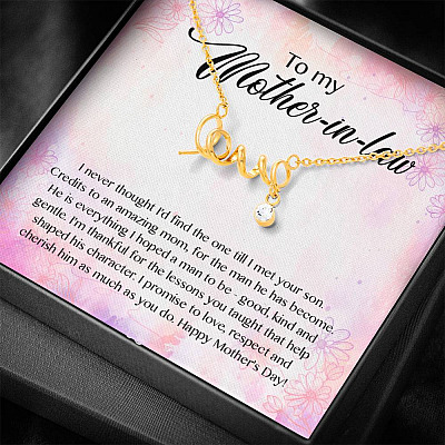 To My Mother-In-Law I Never Thought I'd Find The One Till I Met Your Son Scripted Love Pendant Necklace