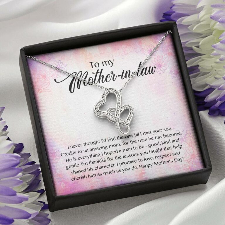To My Mother-In-Law I Never Thought I'd Find The One Till I Met Your Son Double Hearts Pendant Necklace