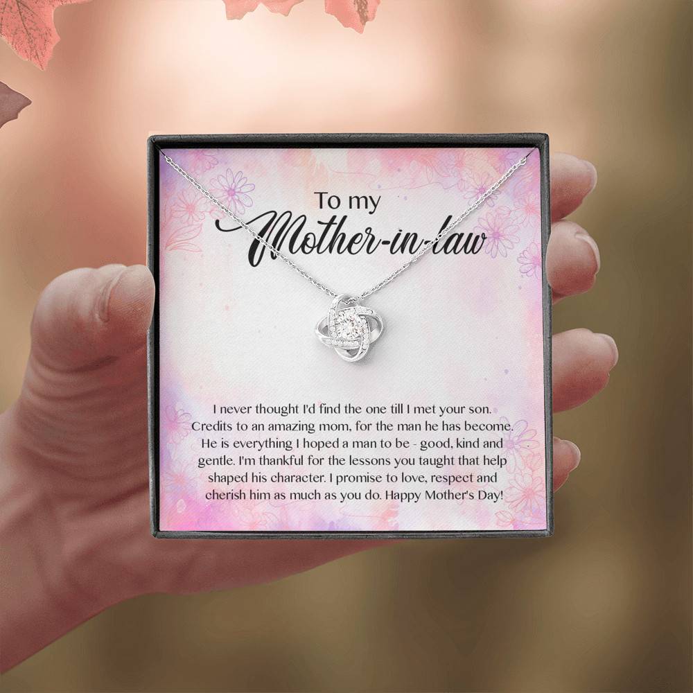 To My Mother-In-Law I Never Thought I'd Find The One Till I Met Your Son Love Knot Pendant Necklace