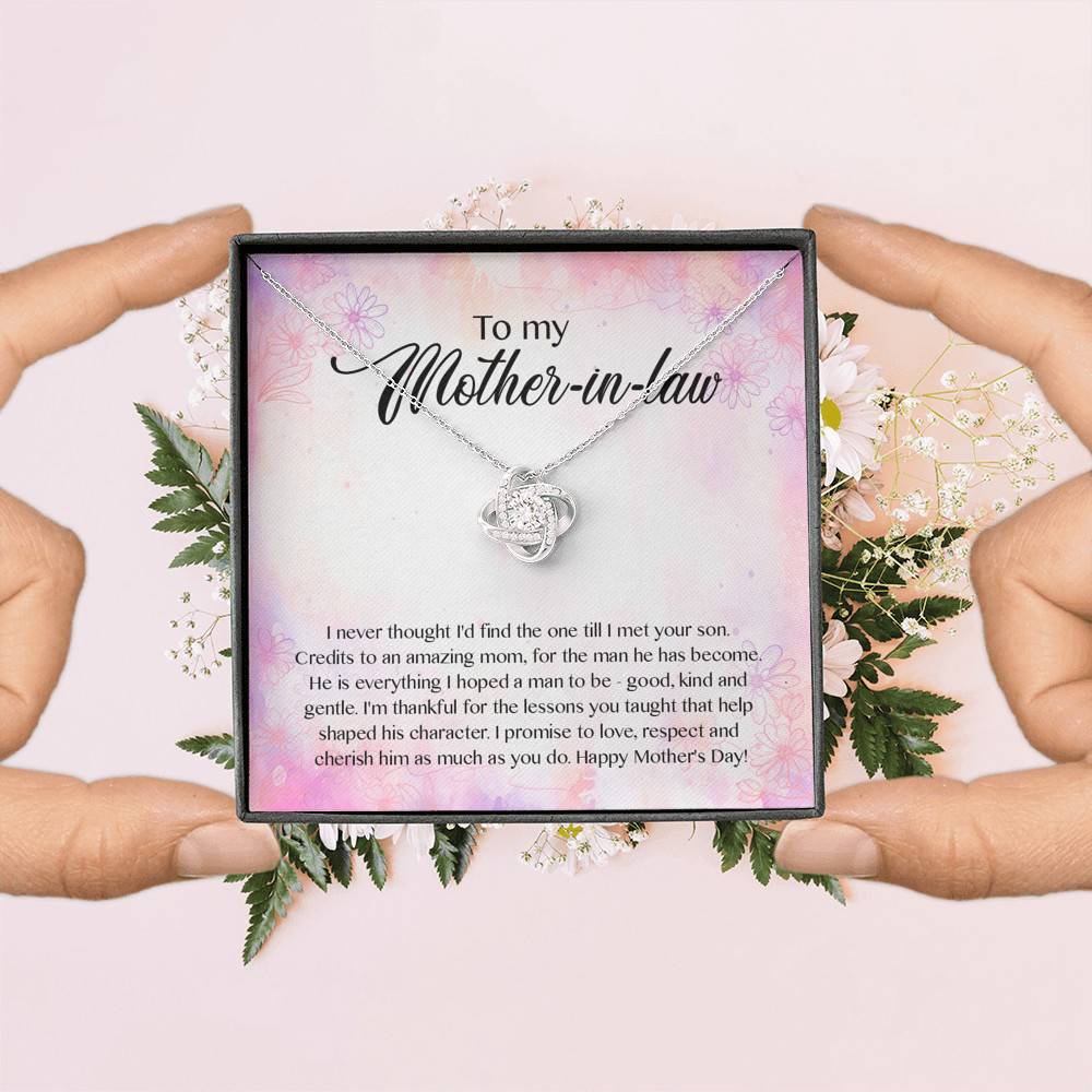 To My Mother-In-Law I Never Thought I'd Find The One Till I Met Your Son Love Knot Pendant Necklace