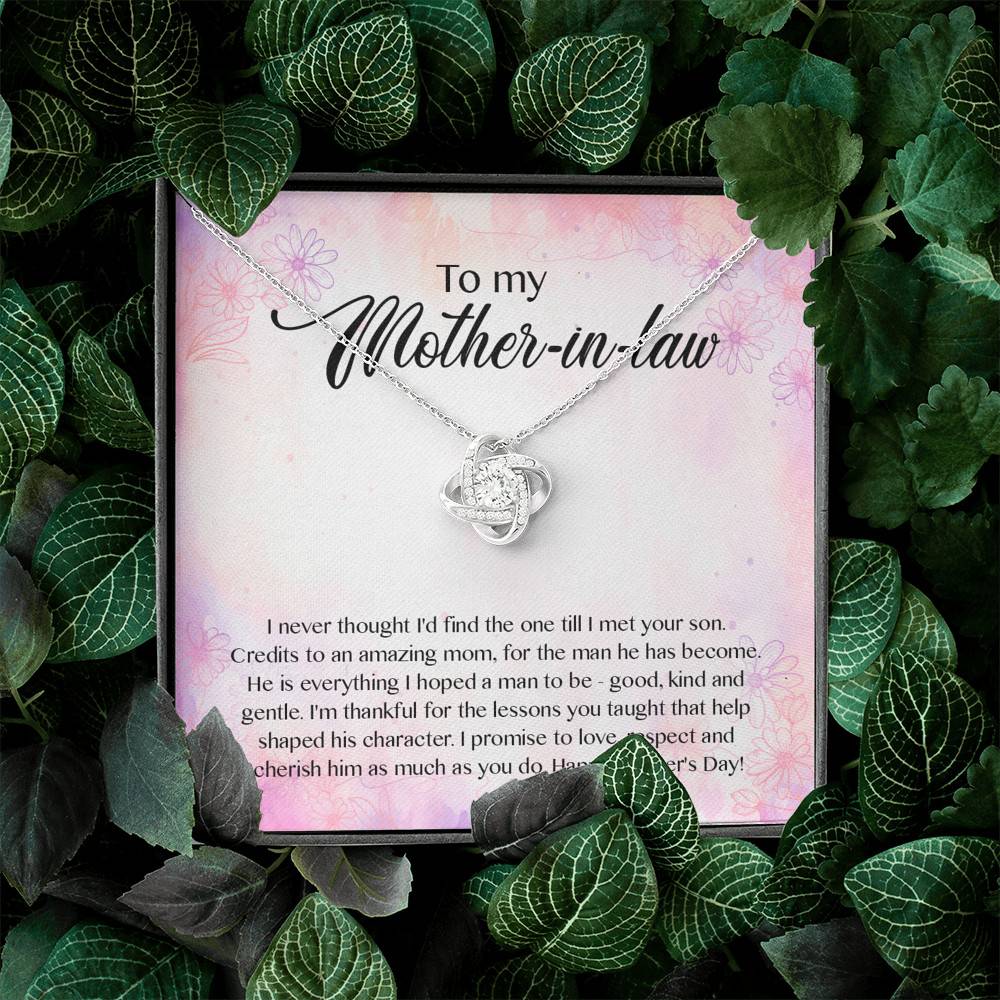 To My Mother-In-Law I Never Thought I'd Find The One Till I Met Your Son Love Knot Pendant Necklace