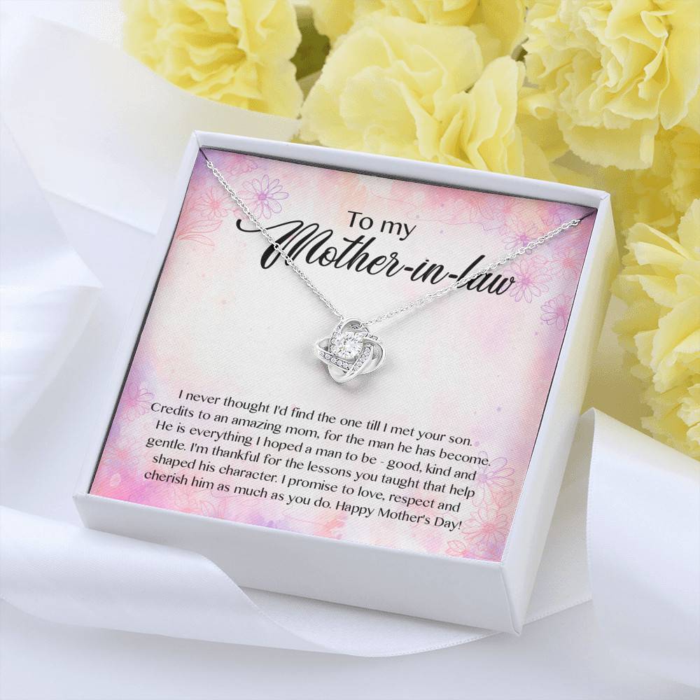 To My Mother-In-Law I Never Thought I'd Find The One Till I Met Your Son Love Knot Pendant Necklace