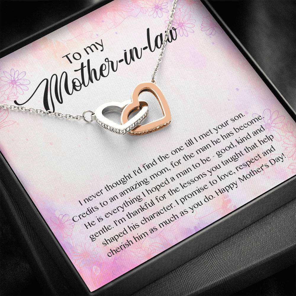 To My Mother-In-Law I Never Thought I'd Find The One Till I Met Your Son Interlocking Hearts Pendant Necklace To My Mother-In-Law I Never Thought I'd Find The One Till I Met Your Son Interlocking Hearts Pendant Necklace