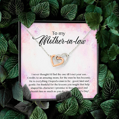 To My Mother-In-Law I Never Thought I'd Find The One Till I Met Your Son Interlocking Hearts Pendant Necklace