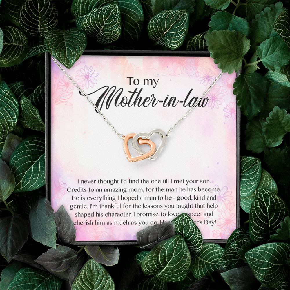 To My Mother-In-Law I Never Thought I'd Find The One Till I Met Your Son Interlocking Hearts Pendant Necklace To My Mother-In-Law I Never Thought I'd Find The One Till I Met Your Son Interlocking Hearts Pendant Necklace