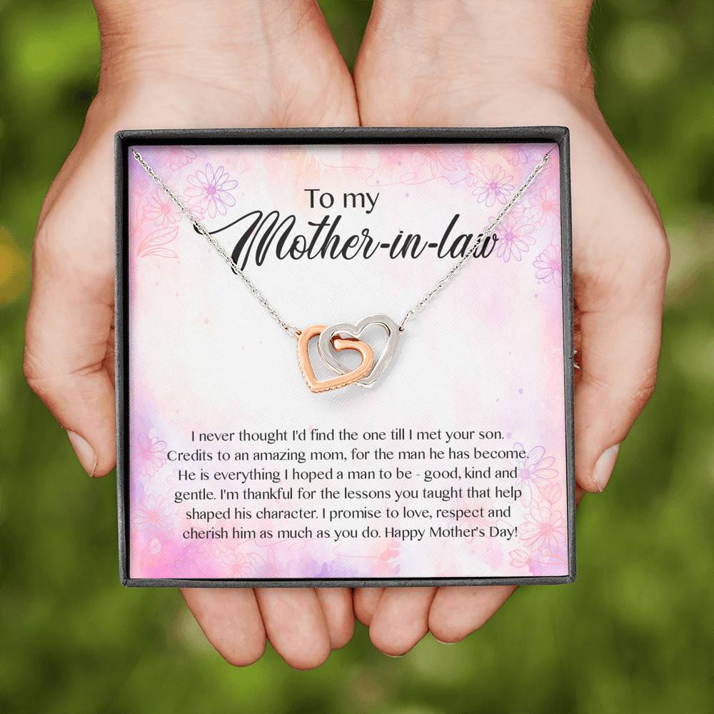 To My Mother-In-Law I Never Thought I'd Find The One Till I Met Your Son Interlocking Hearts Pendant Necklace To My Mother-In-Law I Never Thought I'd Find The One Till I Met Your Son Interlocking Hearts Pendant Necklace