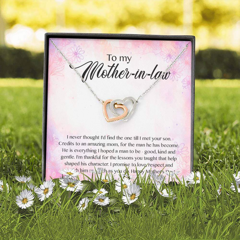 To My Mother-In-Law I Never Thought I'd Find The One Till I Met Your Son Interlocking Hearts Pendant Necklace To My Mother-In-Law I Never Thought I'd Find The One Till I Met Your Son Interlocking Hearts Pendant Necklace