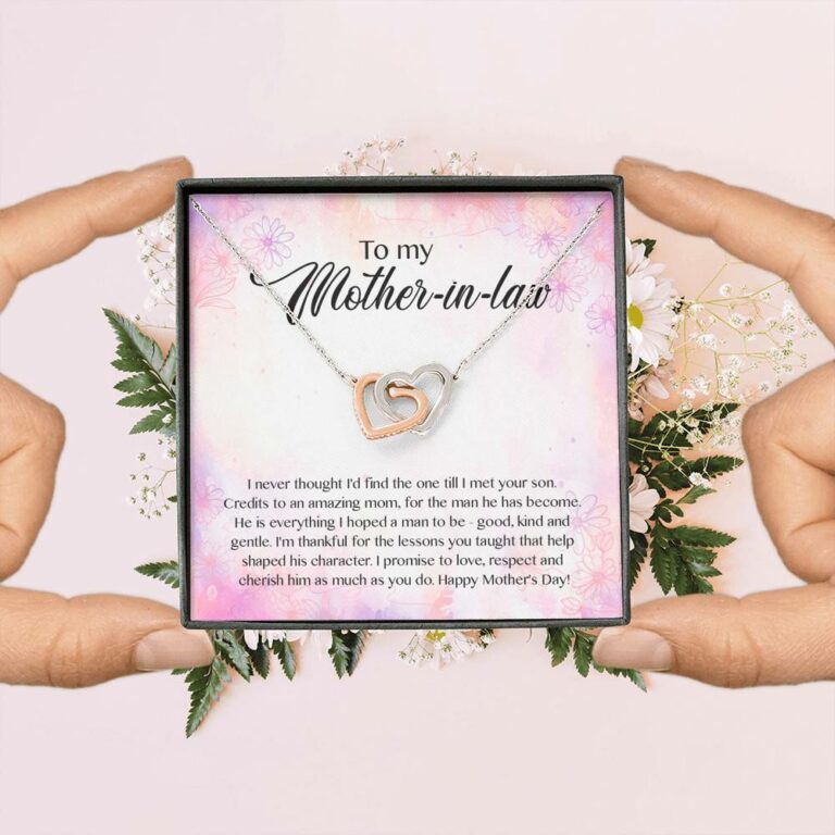 To My Mother-In-Law I Never Thought I'd Find The One Till I Met Your Son Interlocking Hearts Pendant Necklace