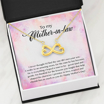 To My Mother-In-Law I Never Thought I'd Find The One Till I Met Your Son Infinity Heart Pendant Necklace