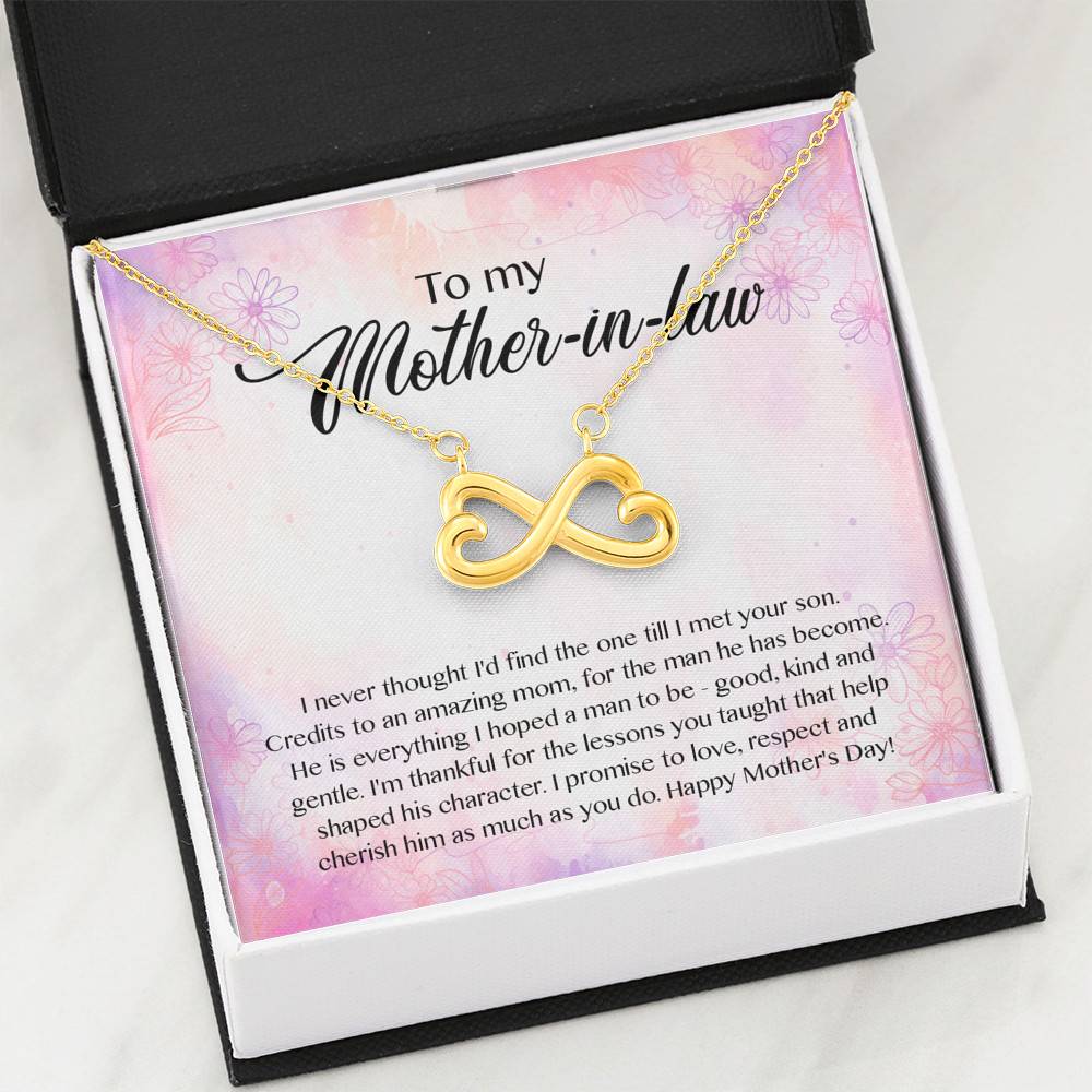 To My Mother-In-Law I Never Thought I'd Find The One Till I Met Your Son Infinity Heart Pendant Necklace To My Mother-In-Law I Never Thought I'd Find The One Till I Met Your Son Infinity Heart Pendant Necklace