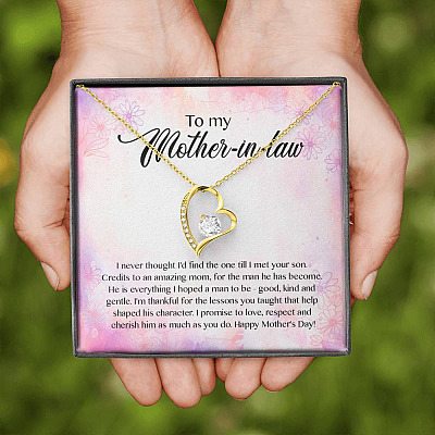 To My Mother-In-Law I Never Thought I'd Find The One Till I Met Your Son Forever Love Pendant Necklace