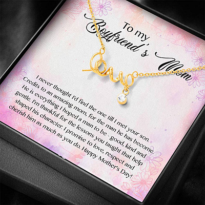 To My Boyfriend's Mom I Never Thought I'd Find The One Till I Met Your Son Scripted Love Pendant Necklace