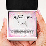 To My Boyfriend's Mom I Never Thought I'd Find The One Till I Met Your Son Scripted Love Pendant Necklace