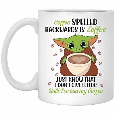 Coffee Spelled Backwards Is Eeffoc, White, 11 oz. White Mug
