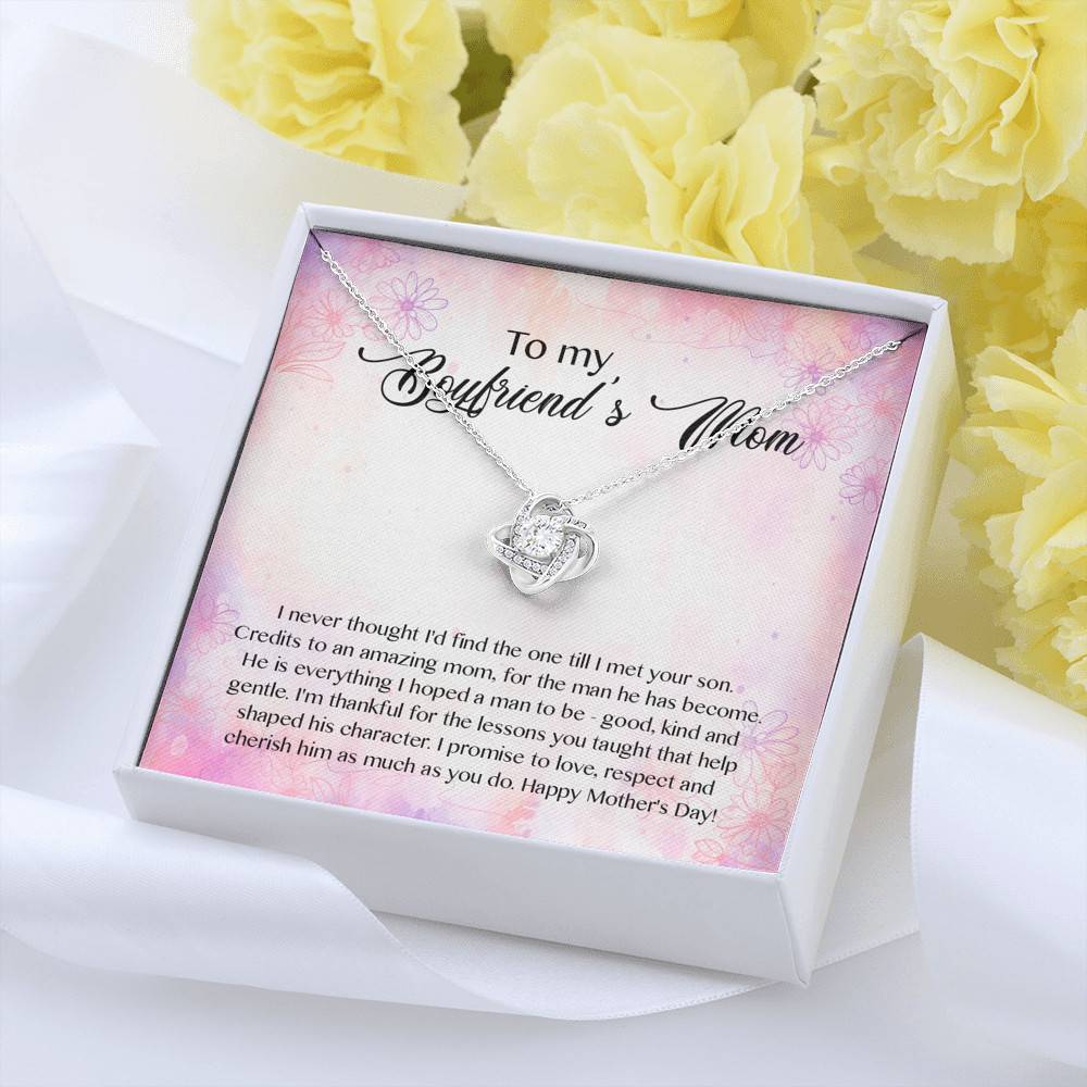 To My Boyfriend's Mom I Never Thought I'd Find The One Till I Met Your Son Love Knot Pendant Necklace To My Boyfriend's Mom I Never Thought I'd Find The One Till I Met Your Son Love Knot Pendant Necklace